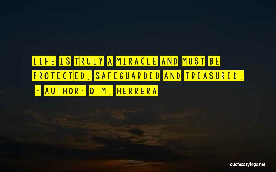 Q.M. Herrera Quotes: Life Is Truly A Miracle And Must Be Protected, Safeguarded And Treasured.