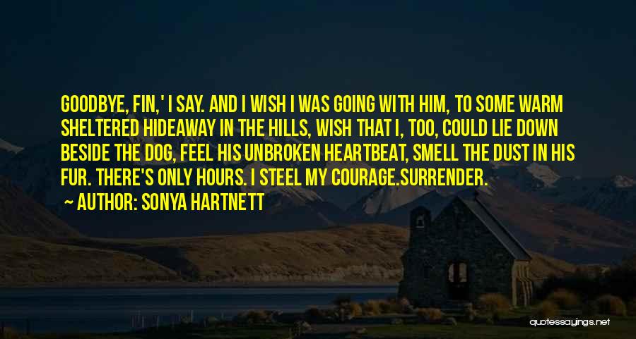 Sonya Hartnett Quotes: Goodbye, Fin,' I Say. And I Wish I Was Going With Him, To Some Warm Sheltered Hideaway In The Hills,