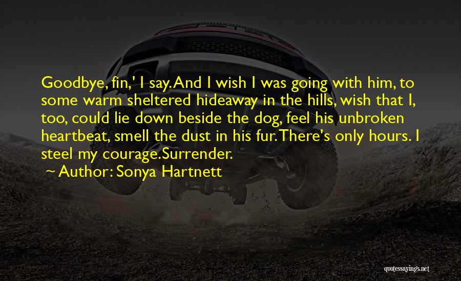 Sonya Hartnett Quotes: Goodbye, Fin,' I Say. And I Wish I Was Going With Him, To Some Warm Sheltered Hideaway In The Hills,