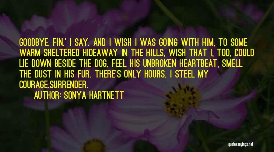 Sonya Hartnett Quotes: Goodbye, Fin,' I Say. And I Wish I Was Going With Him, To Some Warm Sheltered Hideaway In The Hills,