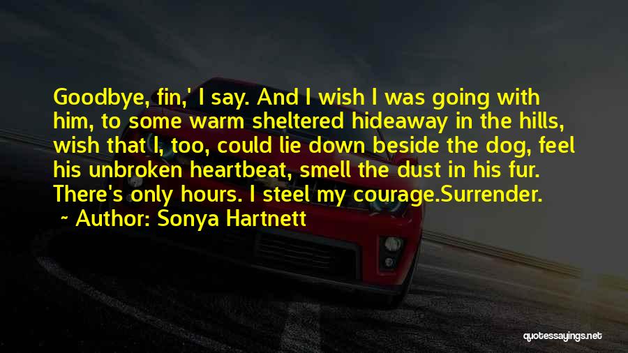 Sonya Hartnett Quotes: Goodbye, Fin,' I Say. And I Wish I Was Going With Him, To Some Warm Sheltered Hideaway In The Hills,