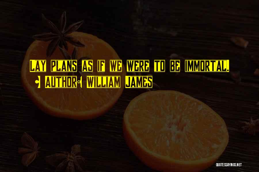 William James Quotes: Lay Plans As If We Were To Be Immortal.