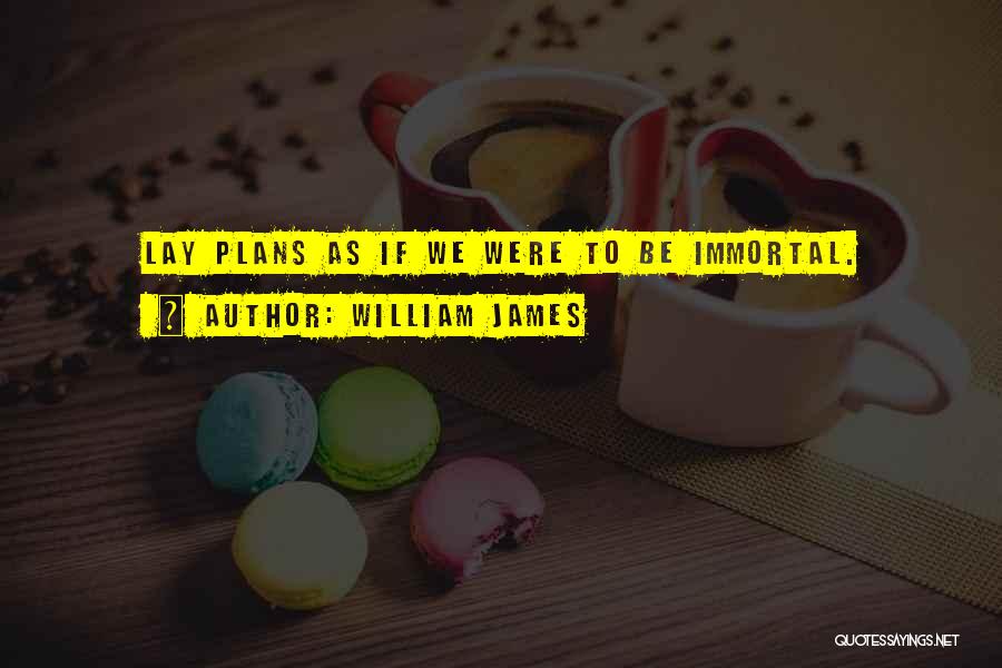 William James Quotes: Lay Plans As If We Were To Be Immortal.