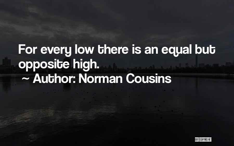 Norman Cousins Quotes: For Every Low There Is An Equal But Opposite High.