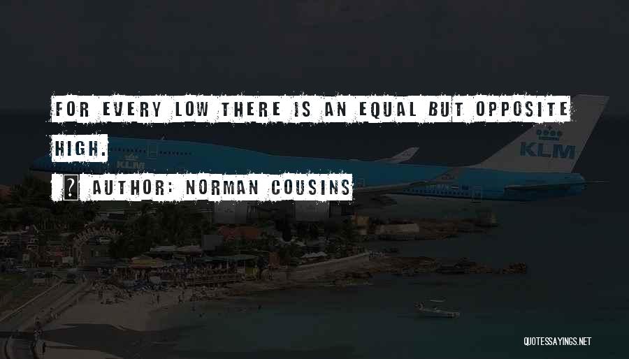 Norman Cousins Quotes: For Every Low There Is An Equal But Opposite High.