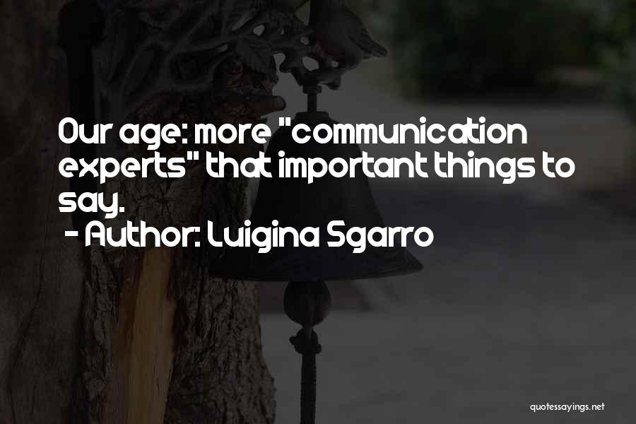 Luigina Sgarro Quotes: Our Age: More Communication Experts That Important Things To Say.