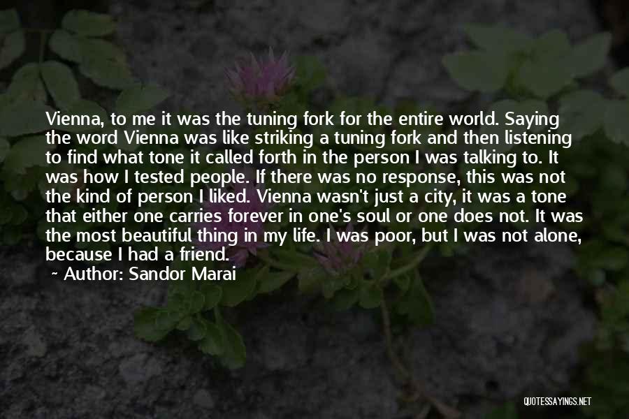 Sandor Marai Quotes: Vienna, To Me It Was The Tuning Fork For The Entire World. Saying The Word Vienna Was Like Striking A