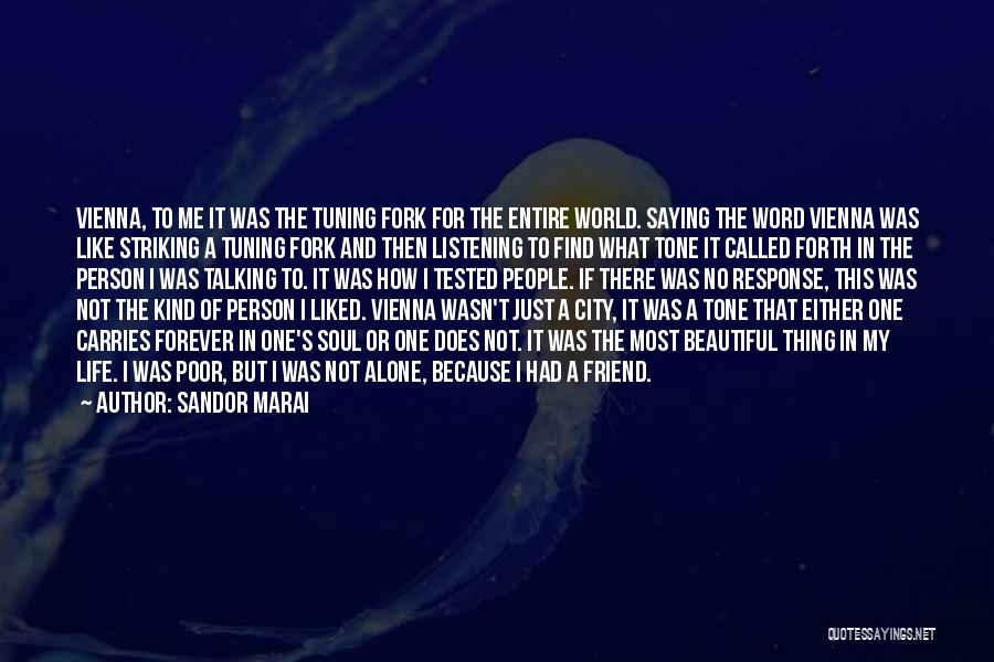 Sandor Marai Quotes: Vienna, To Me It Was The Tuning Fork For The Entire World. Saying The Word Vienna Was Like Striking A