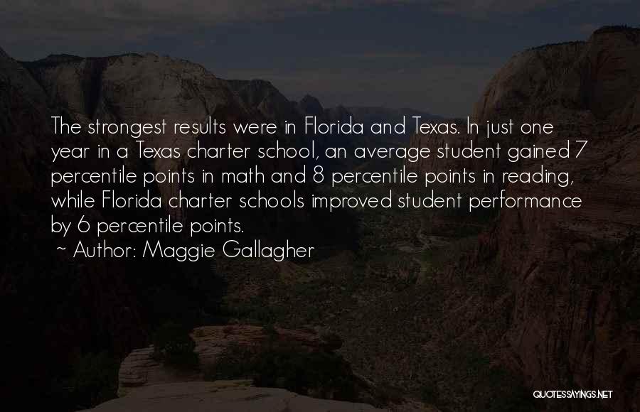 Maggie Gallagher Quotes: The Strongest Results Were In Florida And Texas. In Just One Year In A Texas Charter School, An Average Student