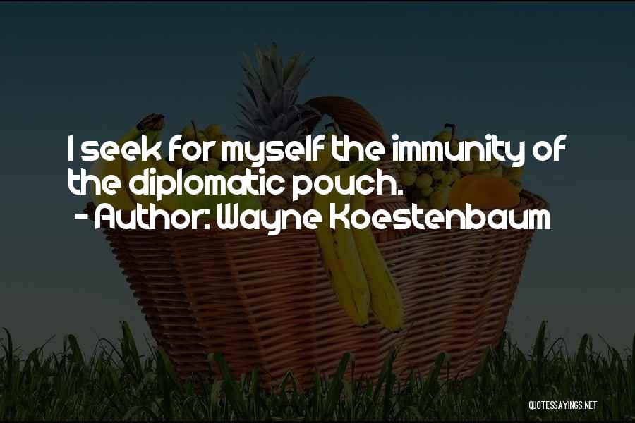 Wayne Koestenbaum Quotes: I Seek For Myself The Immunity Of The Diplomatic Pouch.