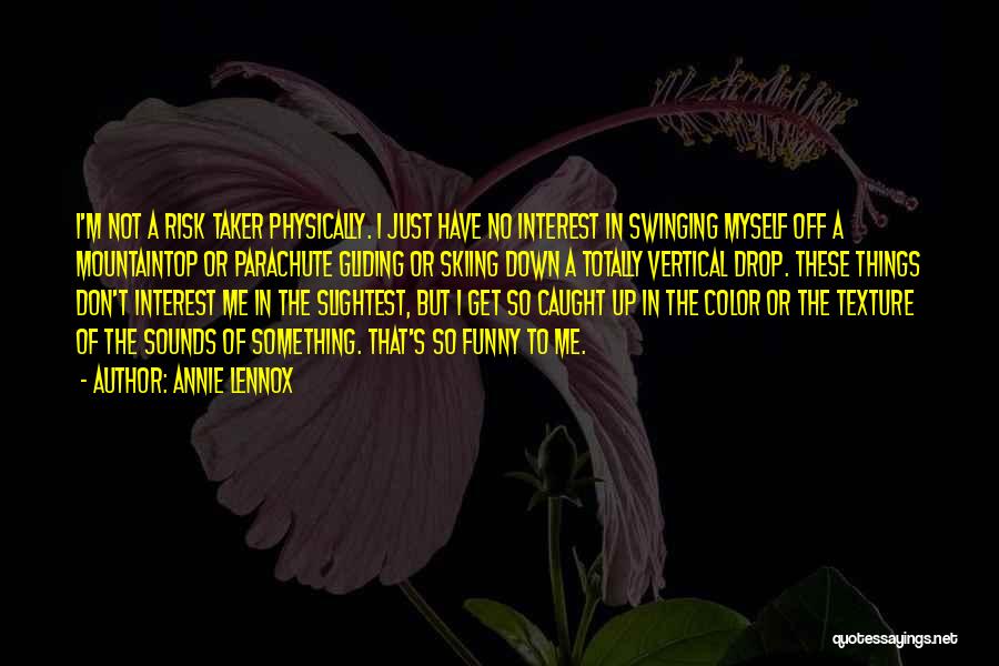 Annie Lennox Quotes: I'm Not A Risk Taker Physically. I Just Have No Interest In Swinging Myself Off A Mountaintop Or Parachute Gliding