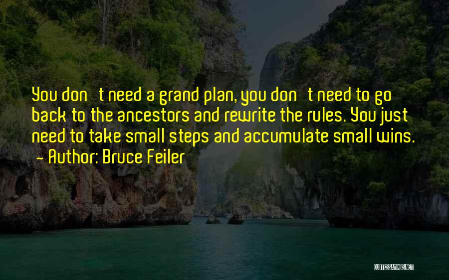 Bruce Feiler Quotes: You Don't Need A Grand Plan, You Don't Need To Go Back To The Ancestors And Rewrite The Rules. You