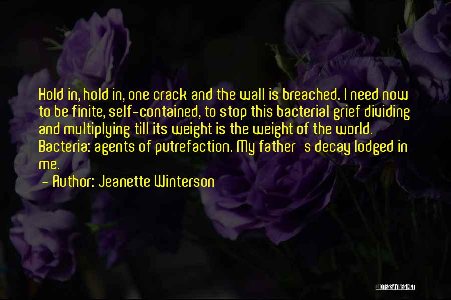 Jeanette Winterson Quotes: Hold In, Hold In, One Crack And The Wall Is Breached. I Need Now To Be Finite, Self-contained, To Stop