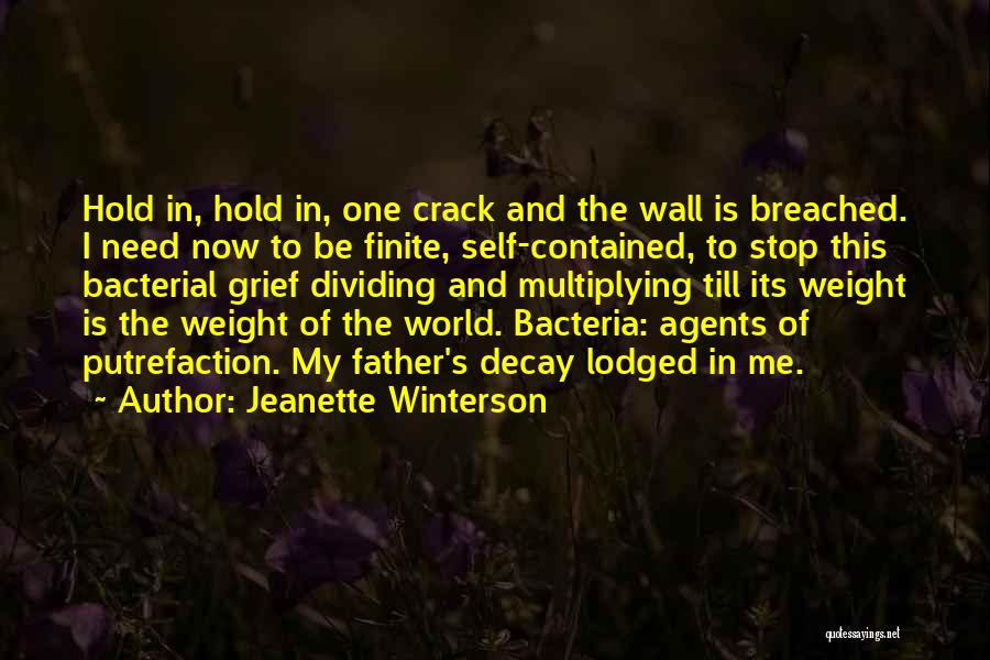 Jeanette Winterson Quotes: Hold In, Hold In, One Crack And The Wall Is Breached. I Need Now To Be Finite, Self-contained, To Stop