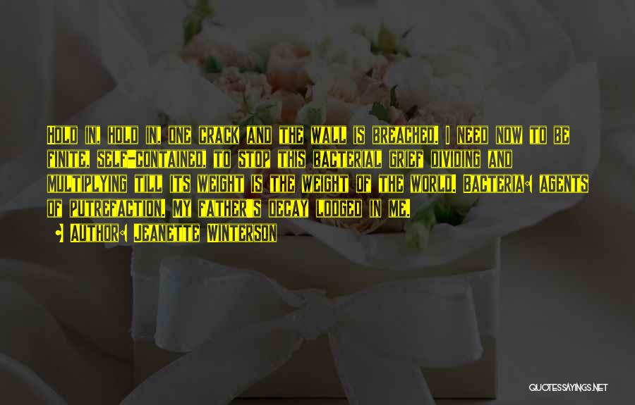 Jeanette Winterson Quotes: Hold In, Hold In, One Crack And The Wall Is Breached. I Need Now To Be Finite, Self-contained, To Stop