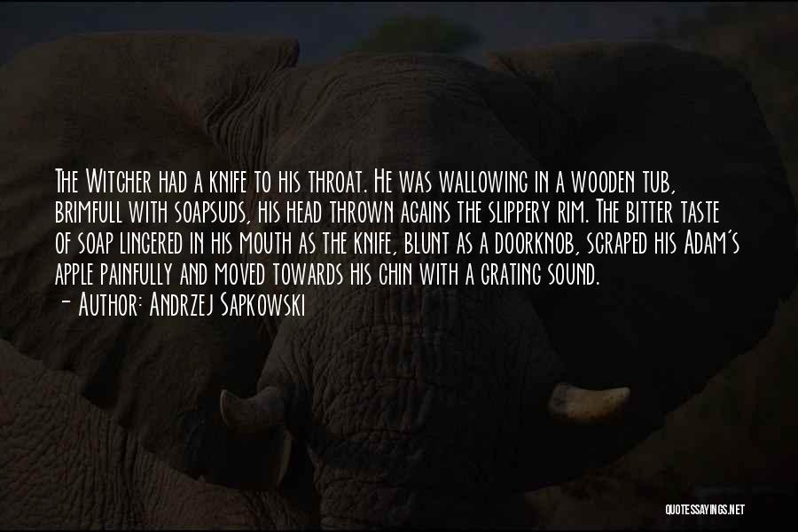 Andrzej Sapkowski Quotes: The Witcher Had A Knife To His Throat. He Was Wallowing In A Wooden Tub, Brimfull With Soapsuds, His Head
