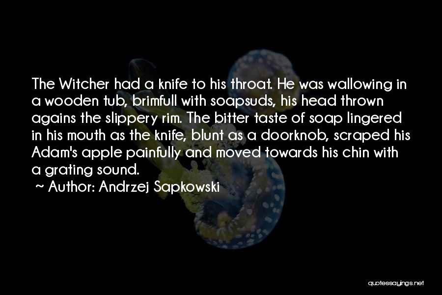 Andrzej Sapkowski Quotes: The Witcher Had A Knife To His Throat. He Was Wallowing In A Wooden Tub, Brimfull With Soapsuds, His Head