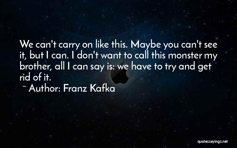 Franz Kafka Quotes: We Can't Carry On Like This. Maybe You Can't See It, But I Can. I Don't Want To Call This