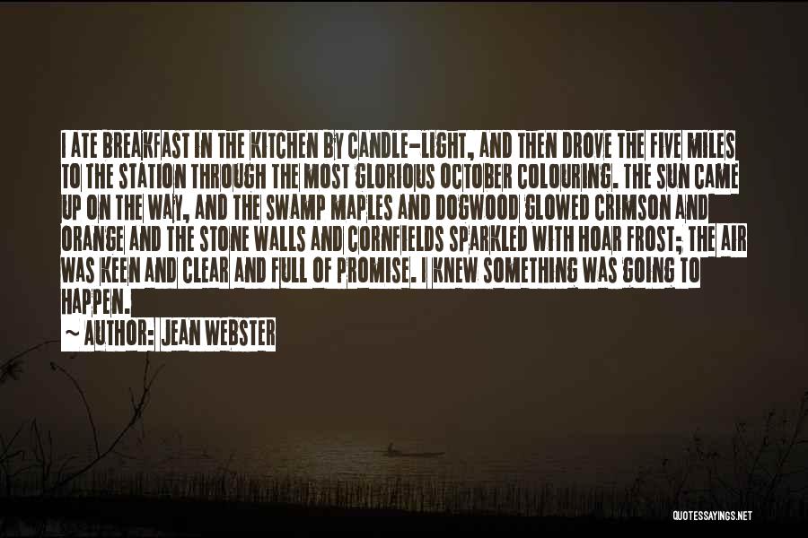 Jean Webster Quotes: I Ate Breakfast In The Kitchen By Candle-light, And Then Drove The Five Miles To The Station Through The Most