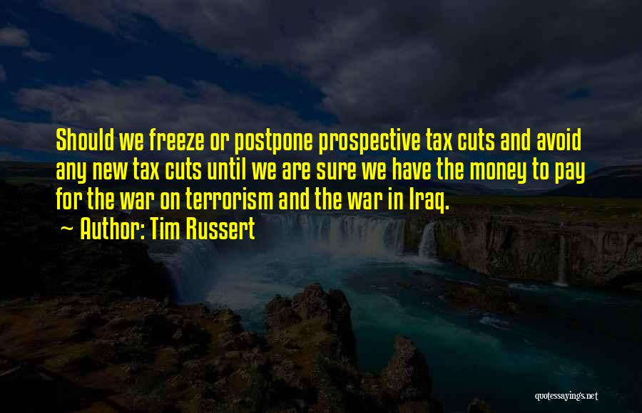 Tim Russert Quotes: Should We Freeze Or Postpone Prospective Tax Cuts And Avoid Any New Tax Cuts Until We Are Sure We Have