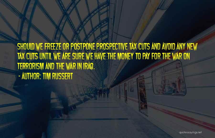 Tim Russert Quotes: Should We Freeze Or Postpone Prospective Tax Cuts And Avoid Any New Tax Cuts Until We Are Sure We Have