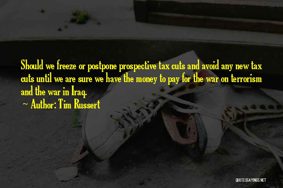 Tim Russert Quotes: Should We Freeze Or Postpone Prospective Tax Cuts And Avoid Any New Tax Cuts Until We Are Sure We Have