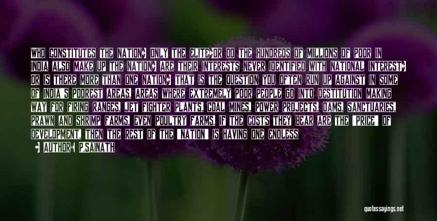 P.Sainath Quotes: Who Constitutes The Nation? Only The Elite?or Do The Hundreds Of Millions Of Poor In India Also Make Up The