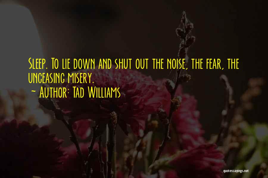 Tad Williams Quotes: Sleep. To Lie Down And Shut Out The Noise, The Fear, The Unceasing Misery.