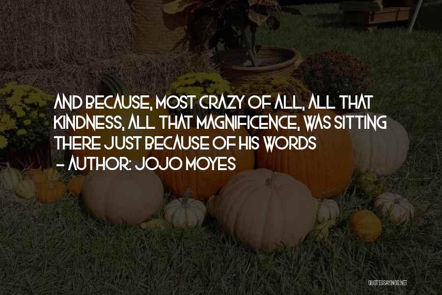 Jojo Moyes Quotes: And Because, Most Crazy Of All, All That Kindness, All That Magnificence, Was Sitting There Just Because Of His Words