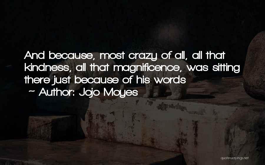 Jojo Moyes Quotes: And Because, Most Crazy Of All, All That Kindness, All That Magnificence, Was Sitting There Just Because Of His Words