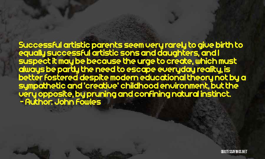 John Fowles Quotes: Successful Artistic Parents Seem Very Rarely To Give Birth To Equally Successful Artistic Sons And Daughters, And I Suspect It