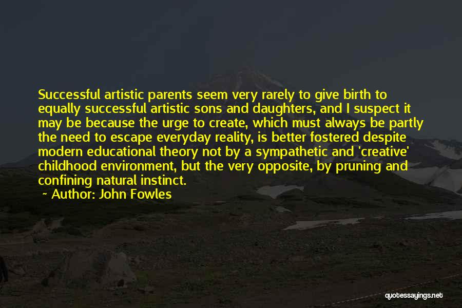 John Fowles Quotes: Successful Artistic Parents Seem Very Rarely To Give Birth To Equally Successful Artistic Sons And Daughters, And I Suspect It