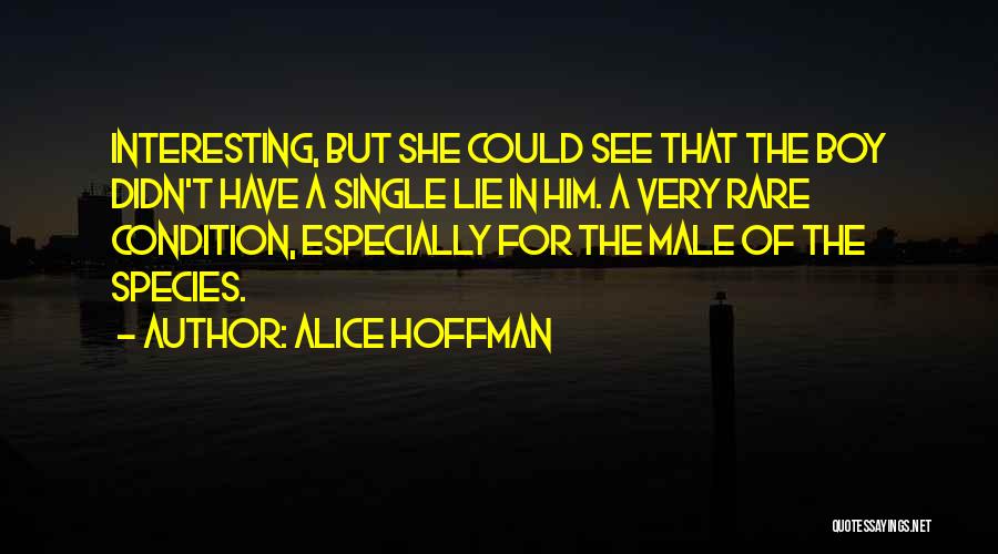 Alice Hoffman Quotes: Interesting, But She Could See That The Boy Didn't Have A Single Lie In Him. A Very Rare Condition, Especially