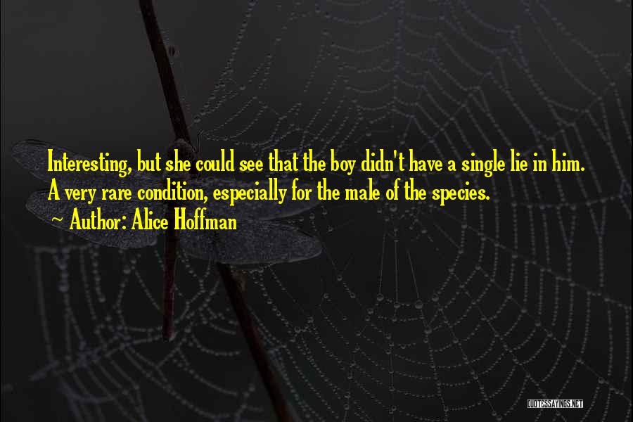 Alice Hoffman Quotes: Interesting, But She Could See That The Boy Didn't Have A Single Lie In Him. A Very Rare Condition, Especially