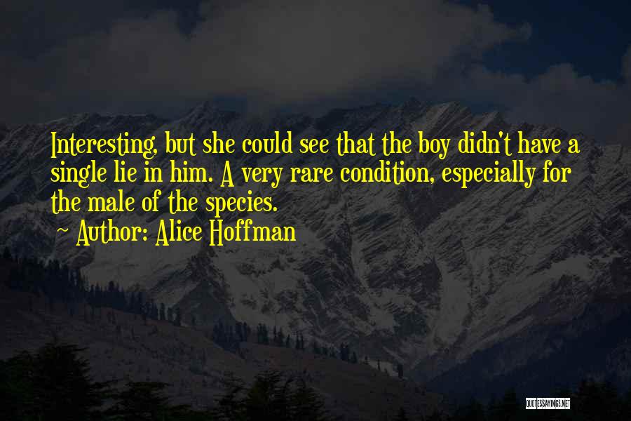 Alice Hoffman Quotes: Interesting, But She Could See That The Boy Didn't Have A Single Lie In Him. A Very Rare Condition, Especially