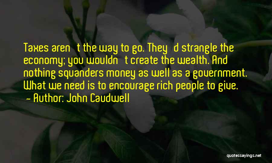 John Caudwell Quotes: Taxes Aren't The Way To Go. They'd Strangle The Economy; You Wouldn't Create The Wealth. And Nothing Squanders Money As