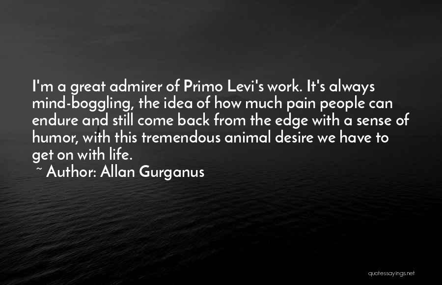 Allan Gurganus Quotes: I'm A Great Admirer Of Primo Levi's Work. It's Always Mind-boggling, The Idea Of How Much Pain People Can Endure