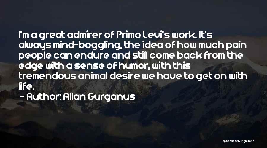 Allan Gurganus Quotes: I'm A Great Admirer Of Primo Levi's Work. It's Always Mind-boggling, The Idea Of How Much Pain People Can Endure