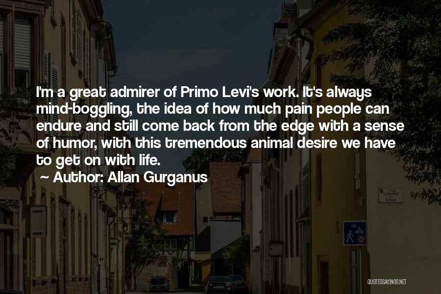 Allan Gurganus Quotes: I'm A Great Admirer Of Primo Levi's Work. It's Always Mind-boggling, The Idea Of How Much Pain People Can Endure