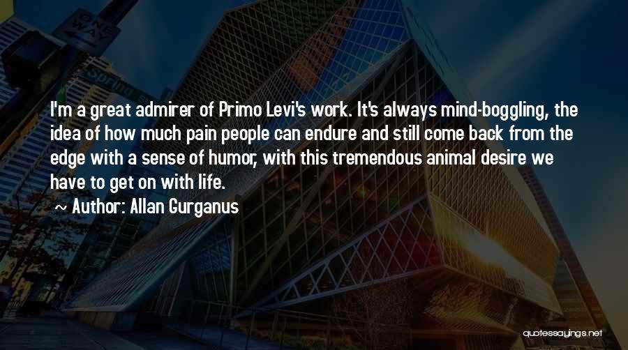 Allan Gurganus Quotes: I'm A Great Admirer Of Primo Levi's Work. It's Always Mind-boggling, The Idea Of How Much Pain People Can Endure