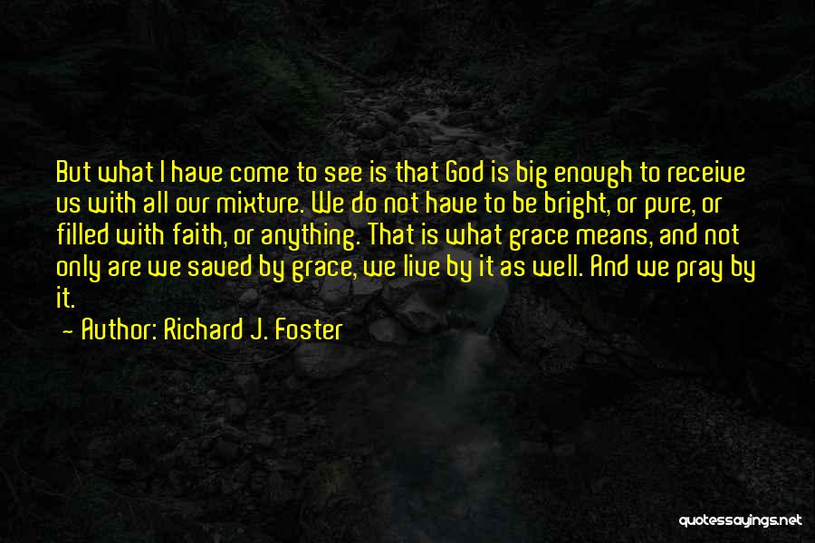 Richard J. Foster Quotes: But What I Have Come To See Is That God Is Big Enough To Receive Us With All Our Mixture.