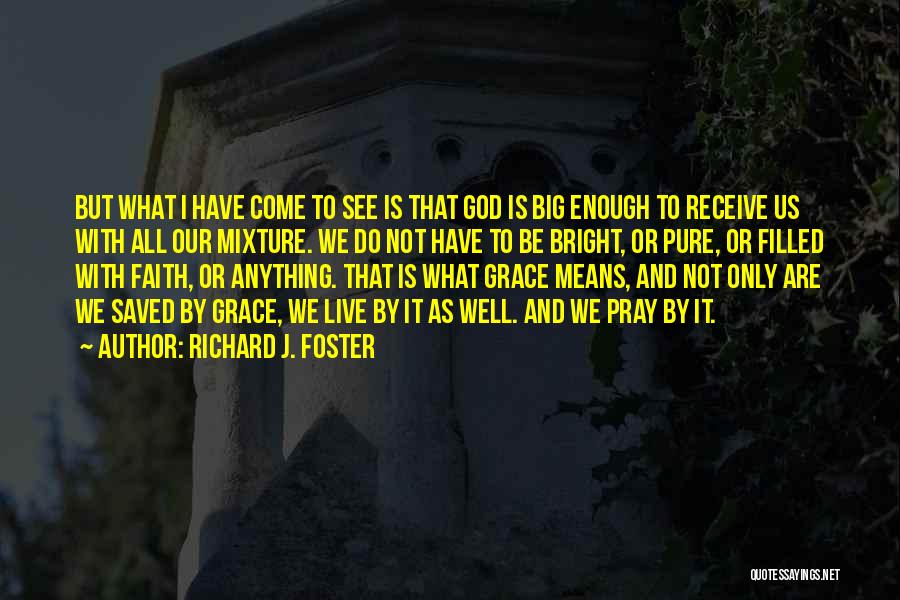 Richard J. Foster Quotes: But What I Have Come To See Is That God Is Big Enough To Receive Us With All Our Mixture.