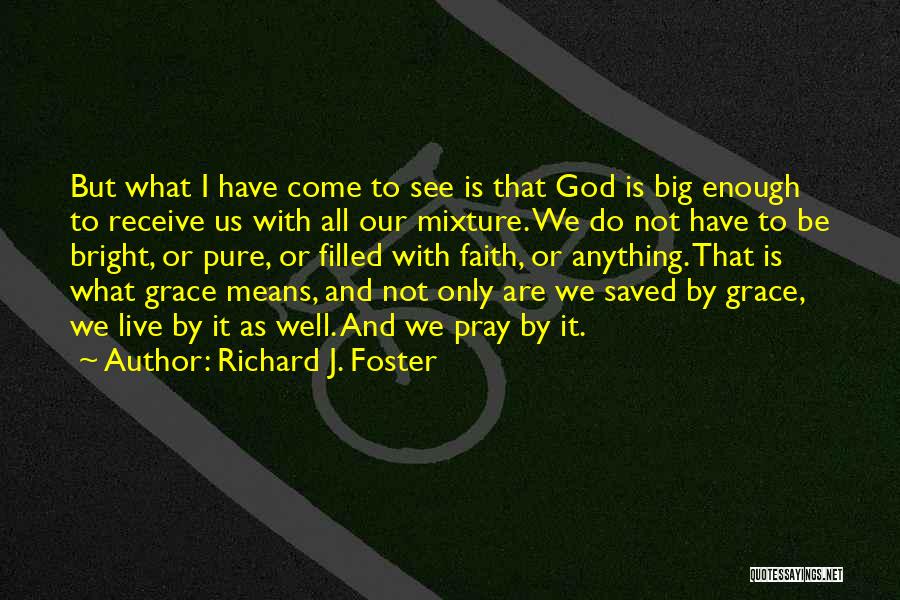 Richard J. Foster Quotes: But What I Have Come To See Is That God Is Big Enough To Receive Us With All Our Mixture.