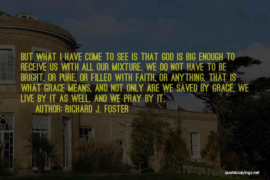 Richard J. Foster Quotes: But What I Have Come To See Is That God Is Big Enough To Receive Us With All Our Mixture.