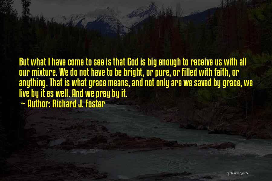 Richard J. Foster Quotes: But What I Have Come To See Is That God Is Big Enough To Receive Us With All Our Mixture.