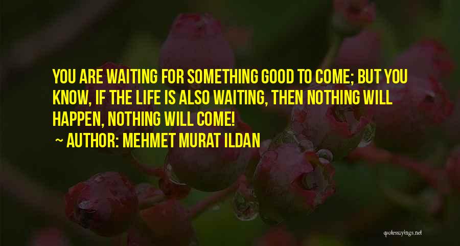 Mehmet Murat Ildan Quotes: You Are Waiting For Something Good To Come; But You Know, If The Life Is Also Waiting, Then Nothing Will