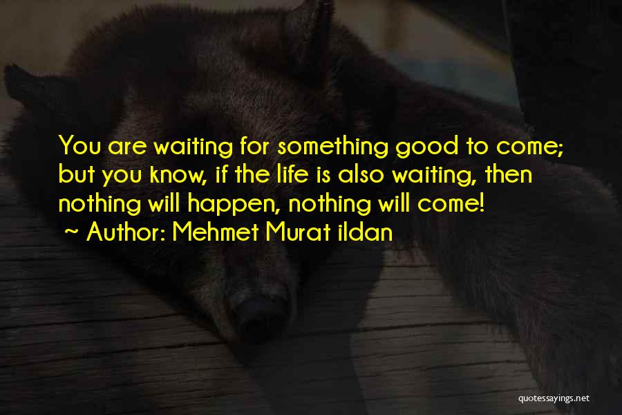 Mehmet Murat Ildan Quotes: You Are Waiting For Something Good To Come; But You Know, If The Life Is Also Waiting, Then Nothing Will