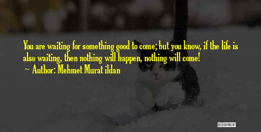 Mehmet Murat Ildan Quotes: You Are Waiting For Something Good To Come; But You Know, If The Life Is Also Waiting, Then Nothing Will