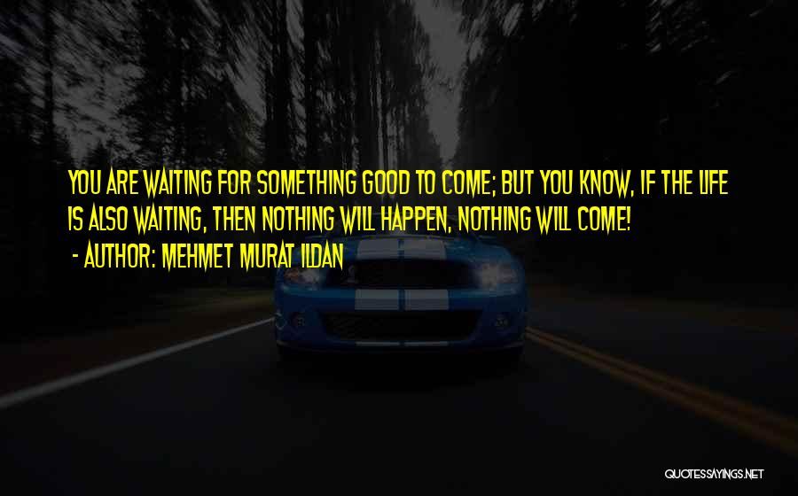 Mehmet Murat Ildan Quotes: You Are Waiting For Something Good To Come; But You Know, If The Life Is Also Waiting, Then Nothing Will