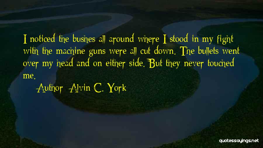 Alvin C. York Quotes: I Noticed The Bushes All Around Where I Stood In My Fight With The Machine Guns Were All Cut Down.